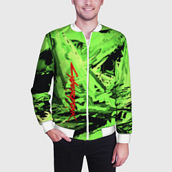 Бомбер мужской Cyberpunk 2077: Green Breaks, цвет: 3D-белый — фото 2