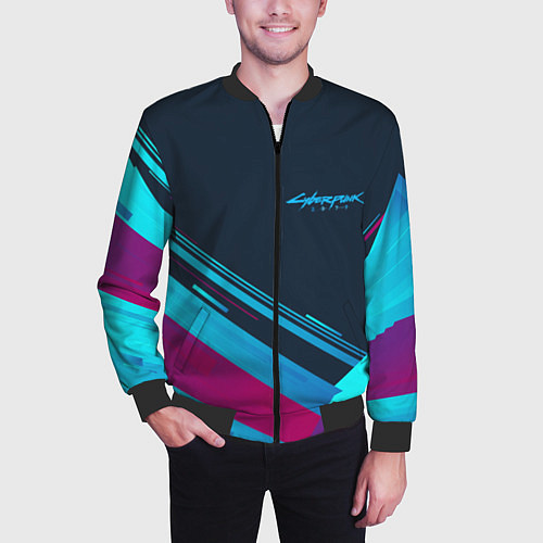 Мужской бомбер Cyberpunk 2077 / 3D-Черный – фото 3