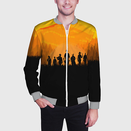 Мужской бомбер Red Dead Redemption: Orange Sun / 3D-Меланж – фото 3