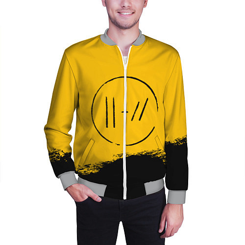 Мужской бомбер 21 Pilots: Yellow Logo / 3D-Меланж – фото 3