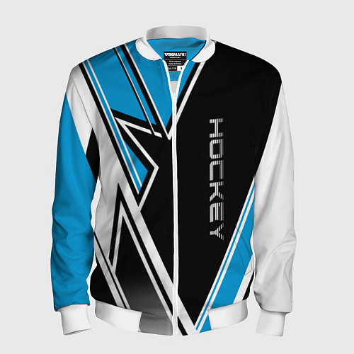 Мужской бомбер Hockey black blue white / 3D-Белый – фото 1