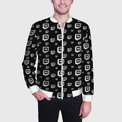 Бомбер мужской Twitch: Black Pattern, цвет: 3D-белый — фото 2