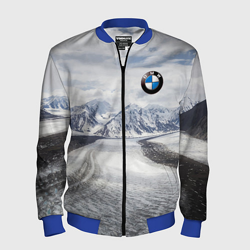 Мужской бомбер BMW - снежная вершина / 3D-Синий – фото 1