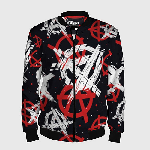 Мужской бомбер Анархия - паттерн / 3D-Черный – фото 1