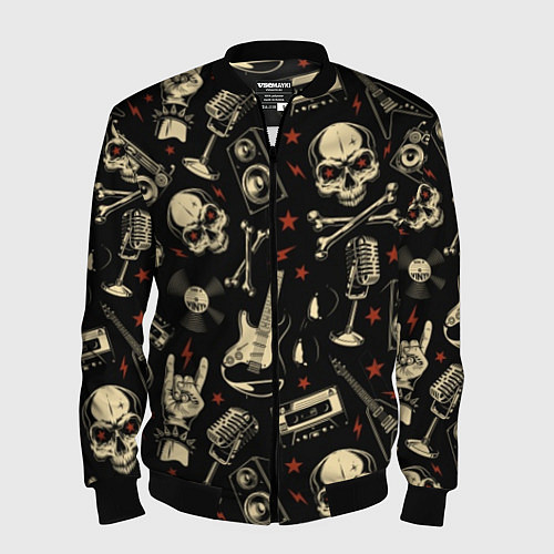 Мужской бомбер Гранж с черепами / 3D-Черный – фото 1