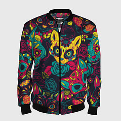 Мужской бомбер Мексиканский день мёртвых у кошек