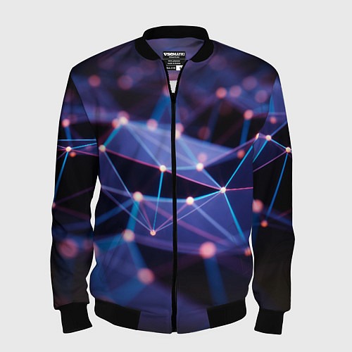 Мужской бомбер Абстрактные линии и свечение / 3D-Черный – фото 1