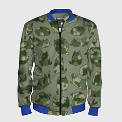 Мужской бомбер Камуфляж с котиками хаки