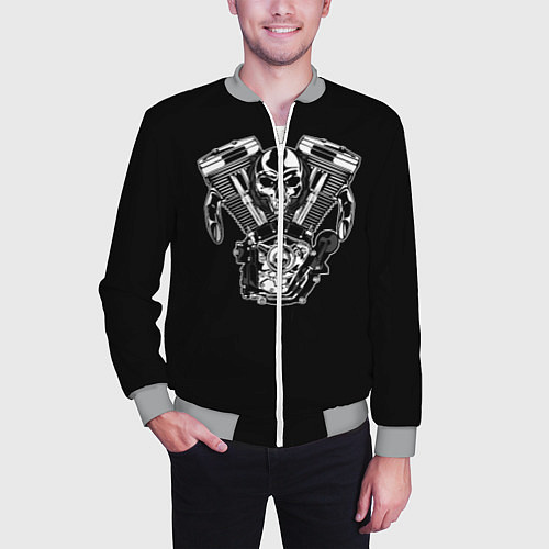 Мужской бомбер Движковый череп / 3D-Меланж – фото 3