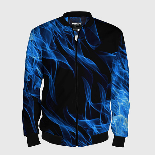 Мужской бомбер BLUE FIRE FLAME / 3D-Черный – фото 1