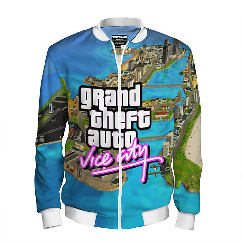 Мужской бомбер GRAND THEFT AUTO:VICE CITY / 3D-Белый – фото 1