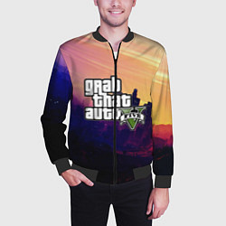Бомбер мужской GTA 5, цвет: 3D-черный — фото 2