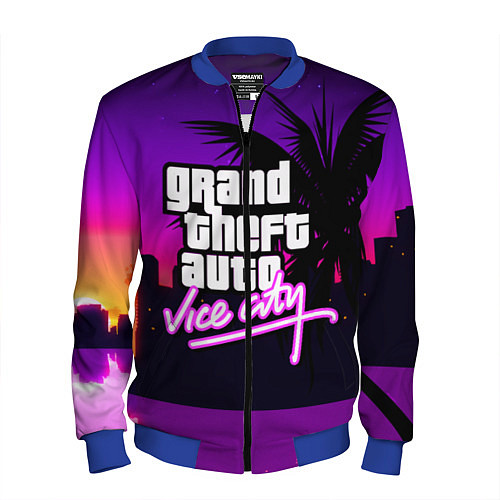 Мужской бомбер GTA:VICE CITY / 3D-Синий – фото 1