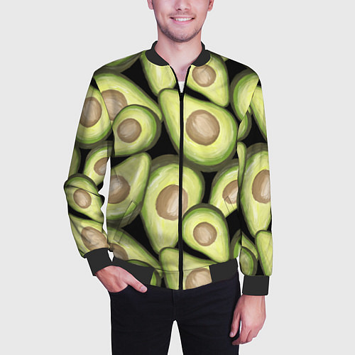 Мужской бомбер Avocado background / 3D-Черный – фото 3