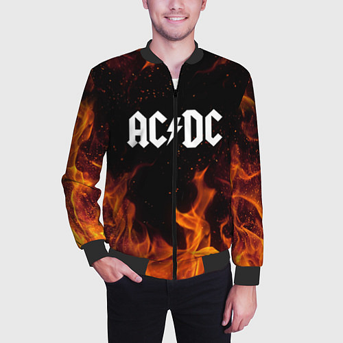 Мужской бомбер AC DC / 3D-Черный – фото 3