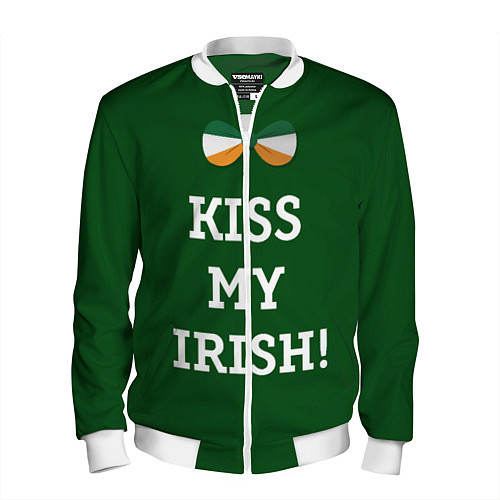 Мужской бомбер Kiss my Irish / 3D-Белый – фото 1