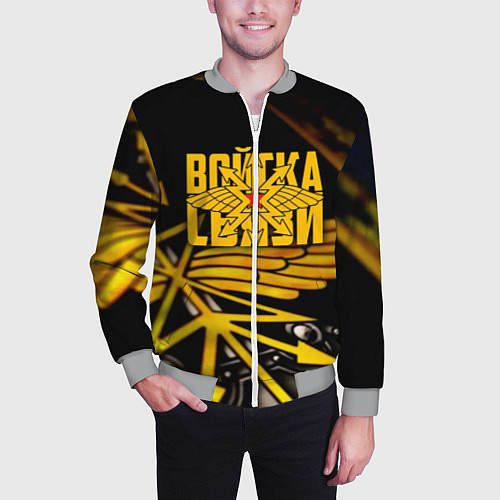 Мужской бомбер Войска связи / 3D-Меланж – фото 3