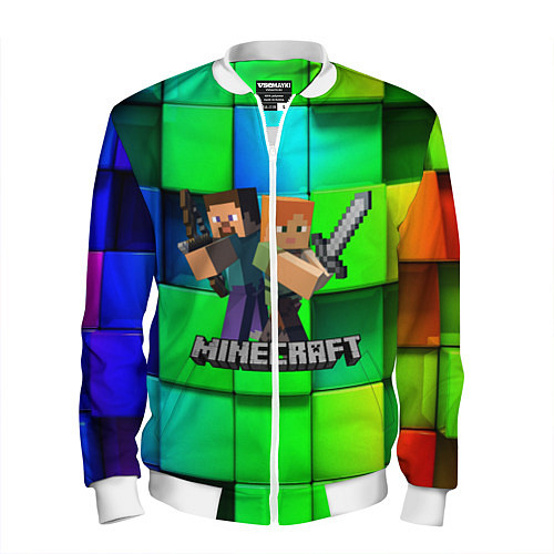 Мужской бомбер MINECRAFT / 3D-Белый – фото 1