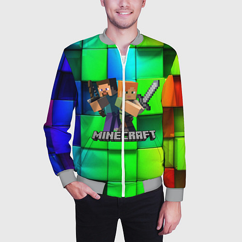 Мужской бомбер MINECRAFT / 3D-Меланж – фото 3