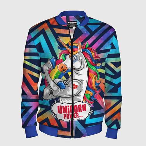 Мужской бомбер Unicorn Power Единорог / 3D-Синий – фото 1