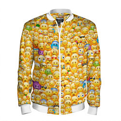Бомбер мужской Смайлики Emoji, цвет: 3D-белый