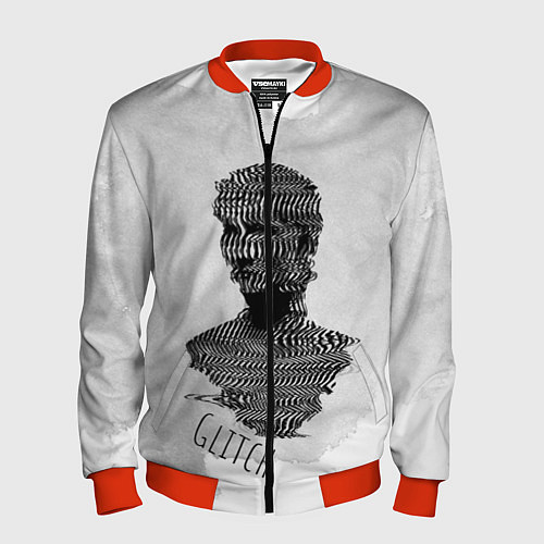 Мужской бомбер Бюст статуи Glitch face / 3D-Красный – фото 1