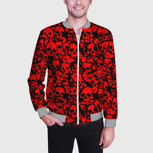 Мужской бомбер ЧЕРЕПА / 3D-Меланж – фото 3