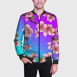 Бомбер мужской САКУРА ВИШНЯ, цвет: 3D-черный — фото 2