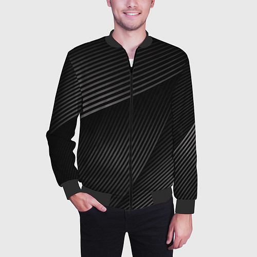 Мужской бомбер МЕТАЛЛИЧЕСКИЕ ПОЛОСЫ / 3D-Черный – фото 3