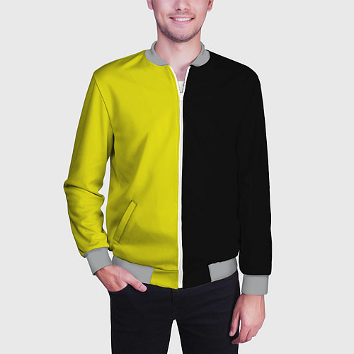 Мужской бомбер BLACK YELLOW / 3D-Меланж – фото 3