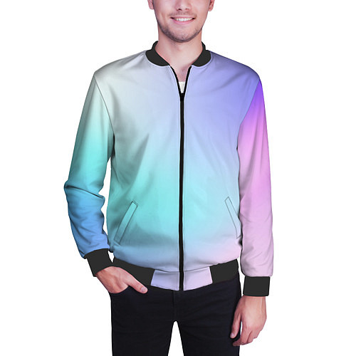 Мужской бомбер Небесно голубой градиентный / 3D-Черный – фото 3