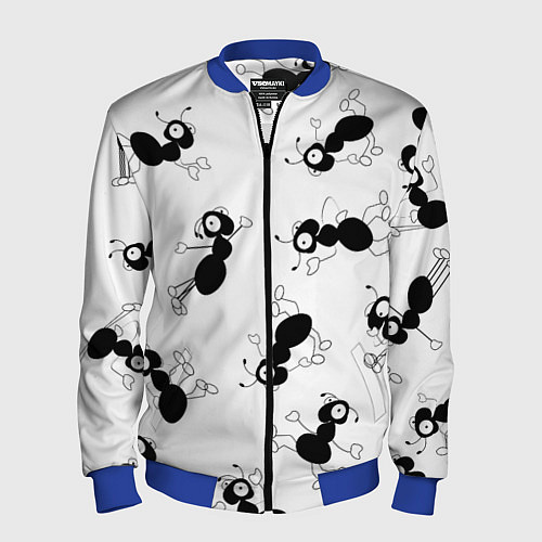 Мужской бомбер Муравьи / 3D-Синий – фото 1