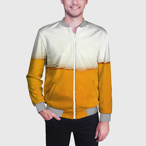 Мужской бомбер Я ПИВО! / 3D-Меланж – фото 3