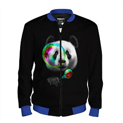 Бомбер мужской Панда и мыльный пузырь, цвет: 3D-синий