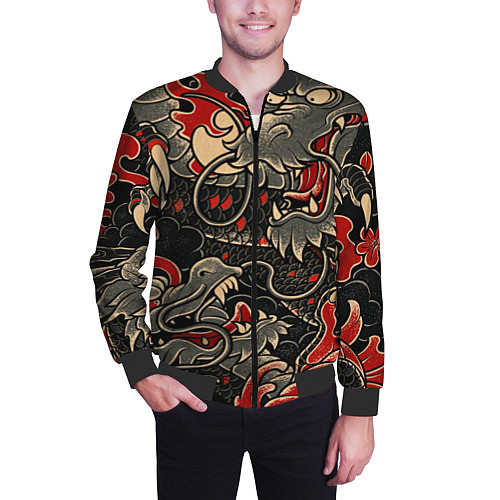 Мужской бомбер Dsquared tatoo DRAGON / 3D-Черный – фото 3