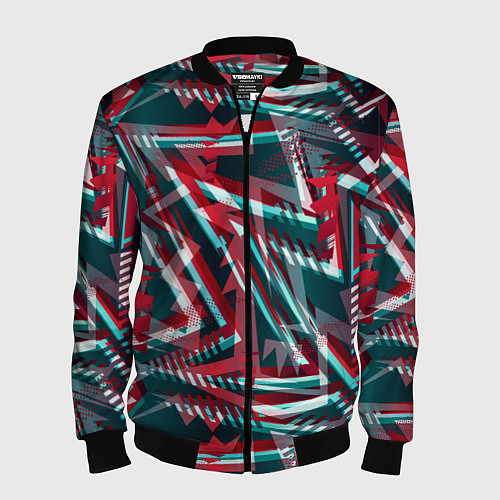 Мужской бомбер Glitch микс / 3D-Черный – фото 1