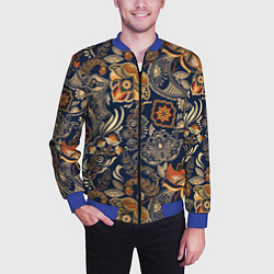 Бомбер мужской Узор орнамент цветы этно, цвет: 3D-синий — фото 2