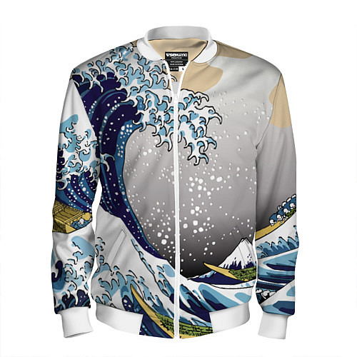 Мужской бомбер The great wave off kanagawa / 3D-Белый – фото 1