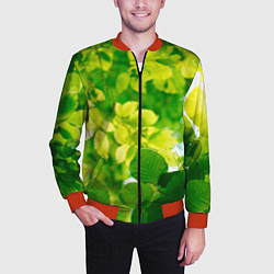 Бомбер мужской Листья, цвет: 3D-красный — фото 2