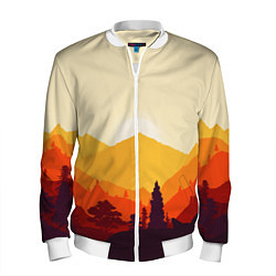 Бомбер мужской Горы закат пейзаж лиса арт, цвет: 3D-белый