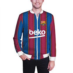Бомбер мужской FC Barcelona 2021, цвет: 3D-белый — фото 2