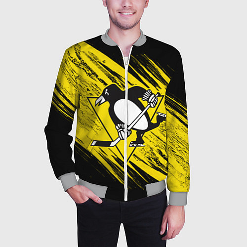 Мужской бомбер Pittsburgh Penguins Sport / 3D-Меланж – фото 3