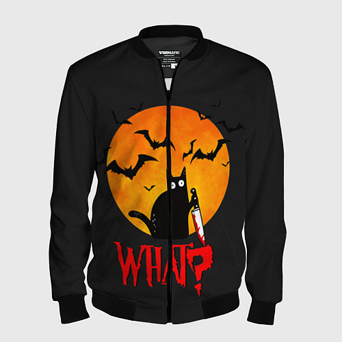 Мужской бомбер What Cat Halloween / 3D-Черный – фото 1