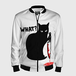Бомбер мужской What Cat, цвет: 3D-черный