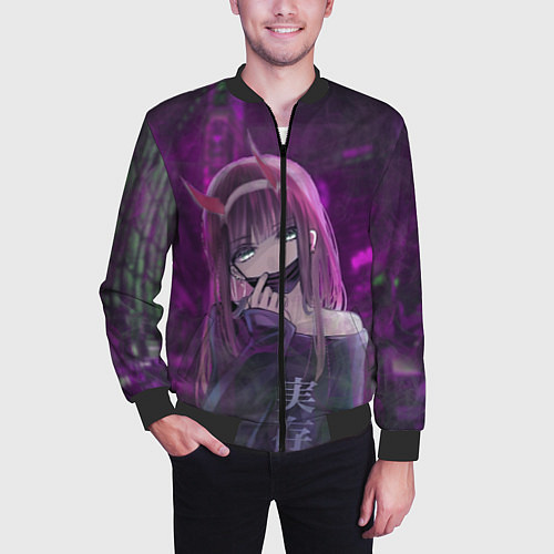 Мужской бомбер Zero Two in mask / 3D-Черный – фото 3