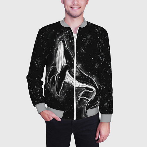 Мужской бомбер Космический Кит / 3D-Меланж – фото 3