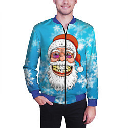 Бомбер мужской Безумный Санта, цвет: 3D-синий — фото 2