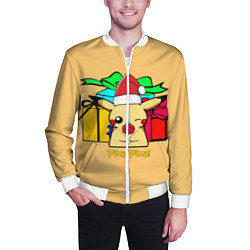 Бомбер мужской New Year Pikachu, цвет: 3D-белый — фото 2