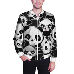 Бомбер мужской Смешные панды, цвет: 3D-белый — фото 2
