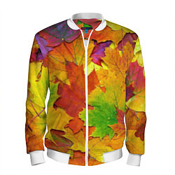 Бомбер мужской Осенние листья, цвет: 3D-белый